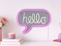 Ausgefallenes LED Neonschild Hallo mit USB Kabel & Netzteil, Breite 43cm