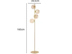 Ausgefallene Stehlampe HONEY Gold - Glaskugeln Bernstein Höhe 160cm