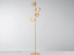 Ausgefallene Stehlampe HONEY Gold - Glaskugeln Bernstein Höhe 160cm