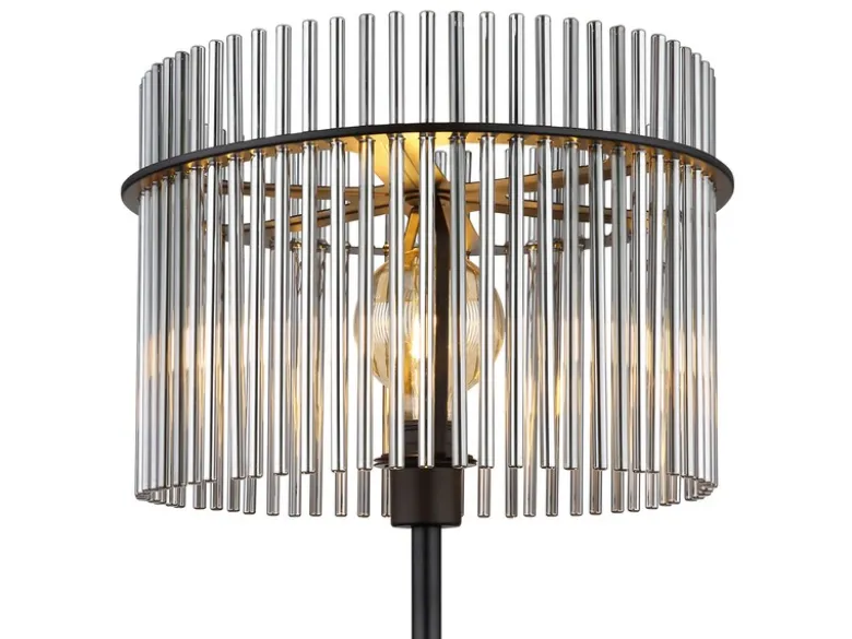 Ausgefallene Stehleuchte GORLEY mit Rauchglas Stäben, Höhe 152cm