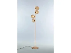 Ausgefallene Stehleuchte NEPTUN 160cm Messing - Glaskugeln Amber