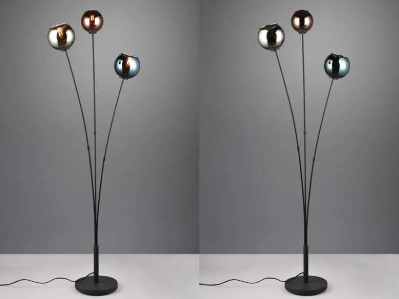 Ausgefallene Stehleuchte SHELDON mit bunt verspiegelten Glaskugeln, Höhe 150cm