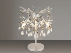 Ausgefallene Tischlampe QUEENA Silber mit Glas Kristall 2-farbig, Höhe 50cm