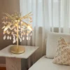 Ausgefallene Tischlampe QUEENA Gold mit Glas Kristall 2-farbig, Höhe 50cm