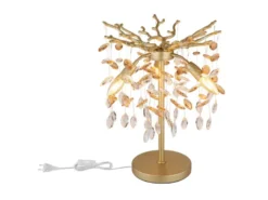 Ausgefallene Tischlampe QUEENA Gold mit Glas Kristall 2-farbig, Höhe 50cm
