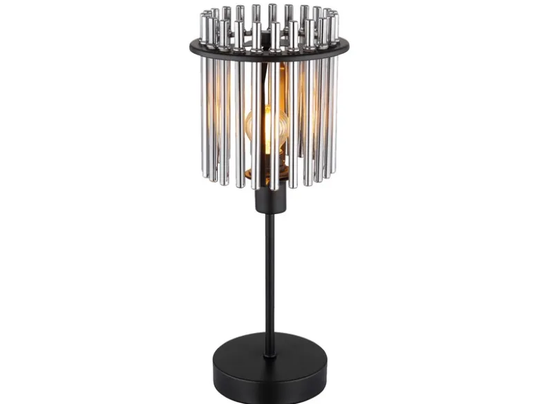 Ausgefallene Tischleuchte GORLEY mit Rauchglas Stäben, Höhe 37,5cm