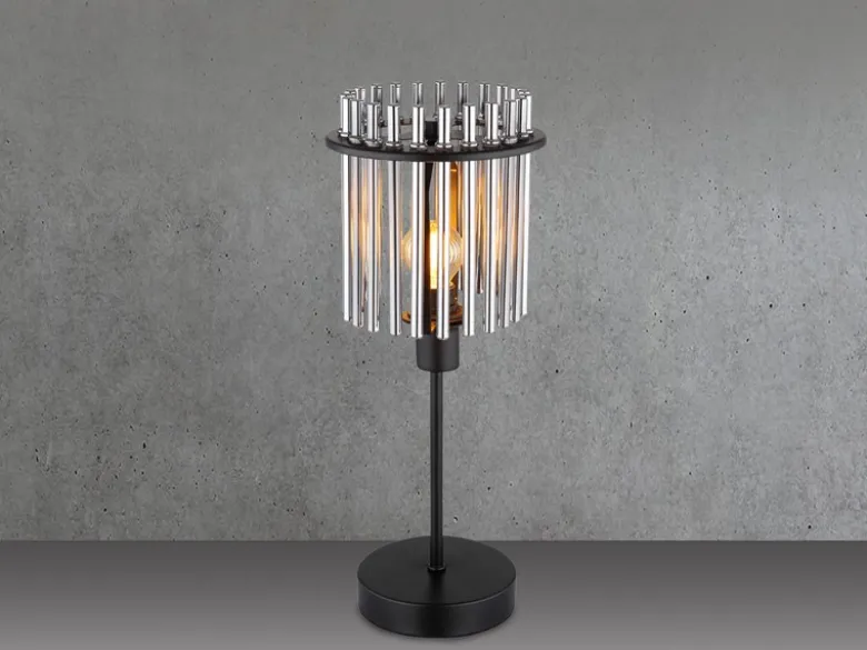 Ausgefallene Tischleuchte GORLEY mit Rauchglas Stäben, Höhe 37,5cm
