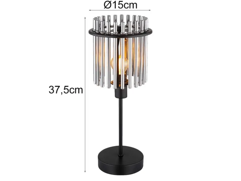 Ausgefallene Tischleuchte GORLEY mit Rauchglas Stäben, Höhe 37,5cm