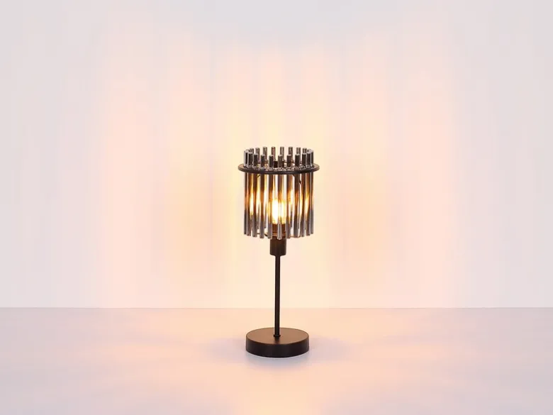 Ausgefallene Tischleuchte GORLEY mit Rauchglas Stäben, Höhe 37,5cm