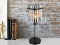Ausgefallene Tischleuchte GORLEY mit Rauchglas Stäben, Höhe 37,5cm