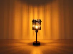 Ausgefallene Tischleuchte GORLEY mit Rauchglas Stäben, Höhe 37,5cm