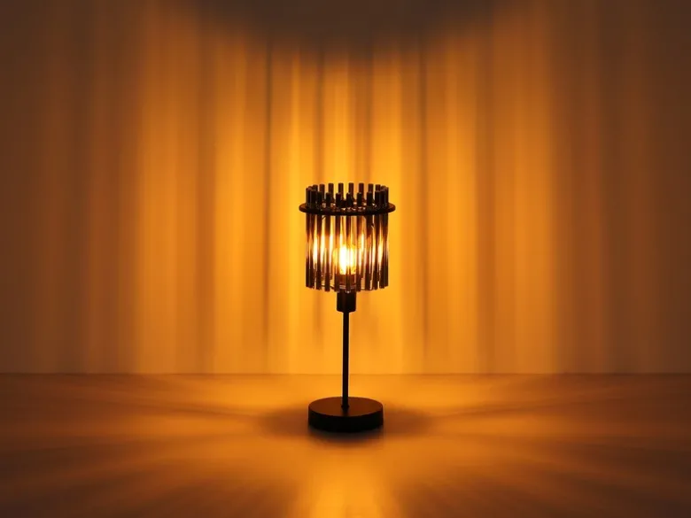Ausgefallene Tischleuchte GORLEY mit Rauchglas Stäben, Höhe 37,5cm