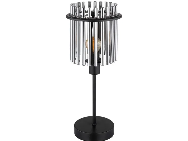 Ausgefallene Tischleuchte GORLEY mit Rauchglas Stäben, Höhe 37,5cm