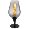 Ausgefallene Tischleuchte LAVUS mit Rauchglas Lampenschirm, Höhe 31cm