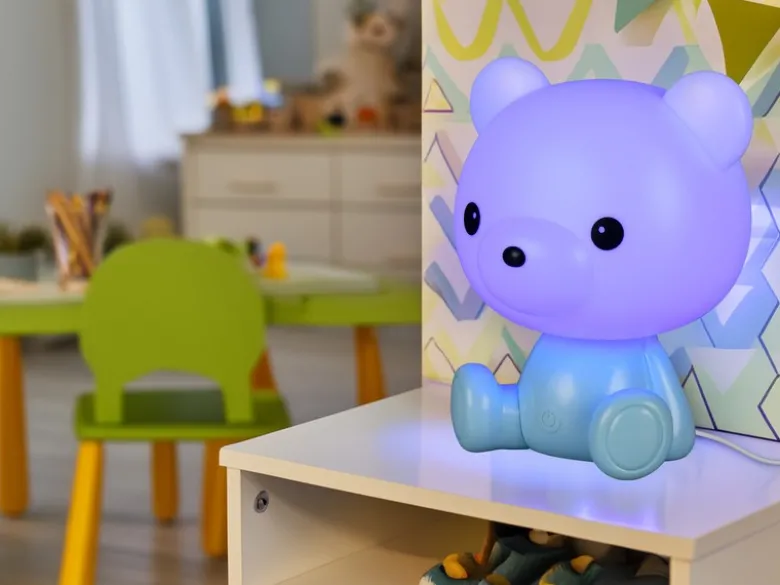 Ausgefallene USB Tischlampe CUTIE mit RGB Farbwechsel, Blau, Höhe 25cm