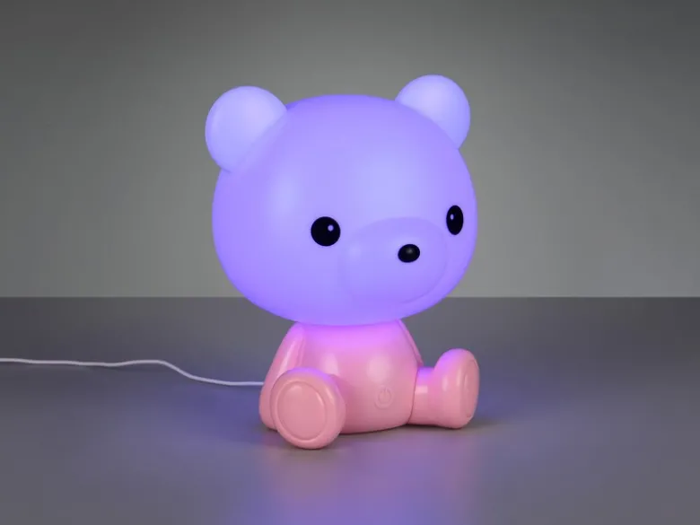 Ausgefallene USB Tischlampe Teddy mit RGB Farbwechsel, Rosa, Höhe 25cm