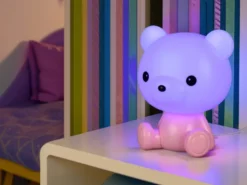 Ausgefallene USB Tischlampe Teddy mit RGB Farbwechsel, Rosa, Höhe 25cm