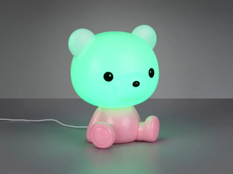 Ausgefallene USB Tischlampe Teddy mit RGB Farbwechsel, Rosa, Höhe 25cm