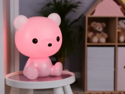 Ausgefallene USB Tischlampe Teddy mit RGB Farbwechsel, Rosa, Höhe 25cm