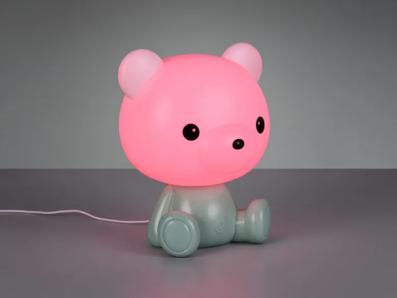 Ausgefallene USB Tischlampe Teddy mit RGB Farbwechsel, Grün, Höhe 25cm