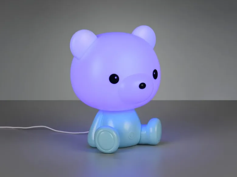 Ausgefallene USB Tischlampe Teddy mit RGB Farbwechsel, Blau, Höhe 25cm