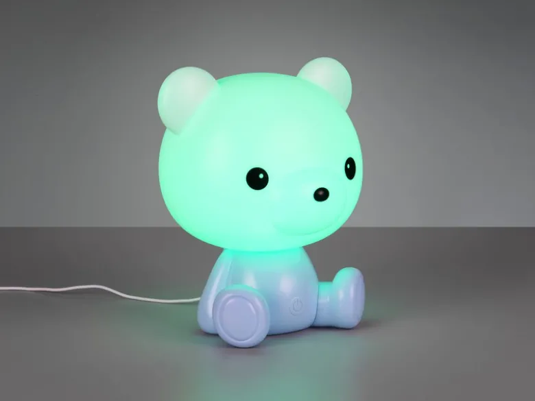 Ausgefallene USB Tischlampe Teddy mit RGB Farbwechsel, Blau, Höhe 25cm