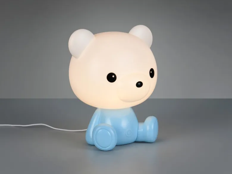 Ausgefallene USB Tischlampe Teddy mit RGB Farbwechsel, Blau, Höhe 25cm