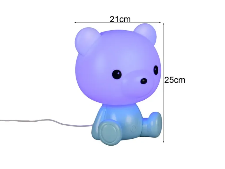 Ausgefallene USB Tischlampe Teddy mit RGB Farbwechsel, Blau, Höhe 25cm