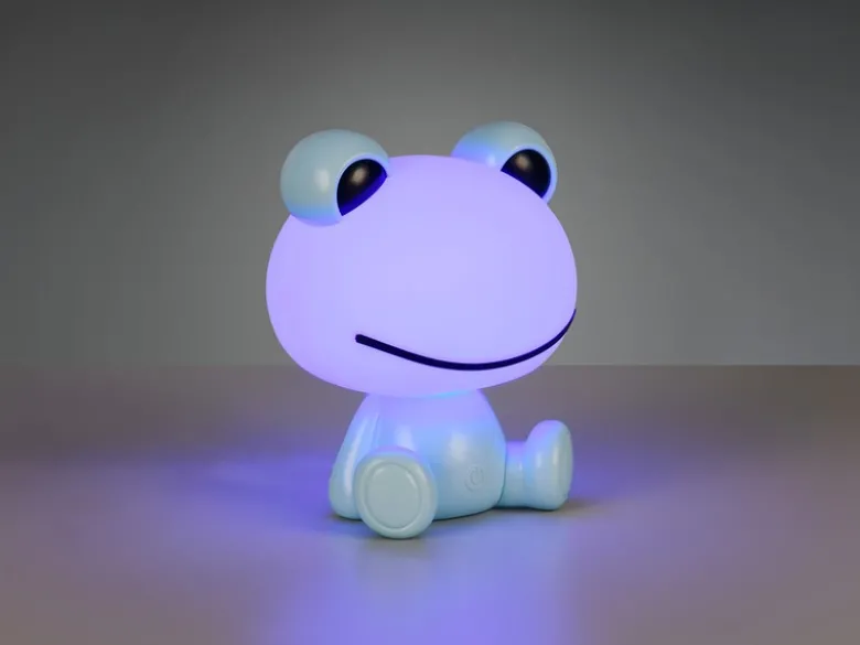 Ausgefallene USB Tischlampe HOPPER mit RGB Farbwechsel, Blau Höhe 24cm