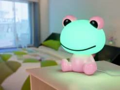 Ausgefallene USB Tischlampe Frosch mit RGB Farbwechsel, Rosa Höhe 24cm