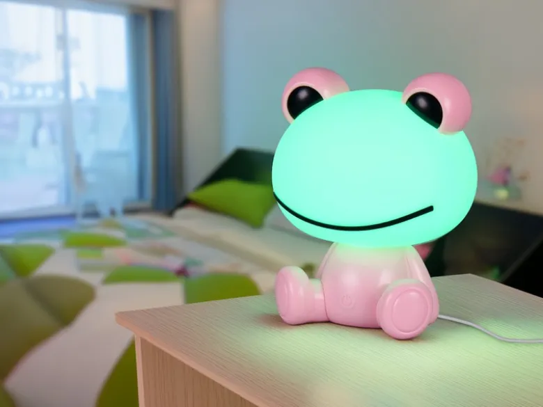 Ausgefallene USB Tischlampe Frosch mit RGB Farbwechsel, Rosa Höhe 24cm