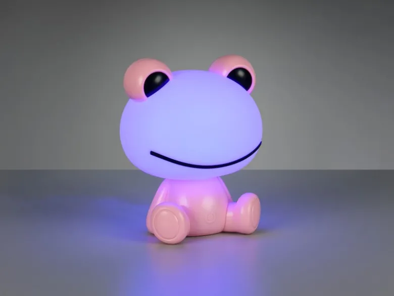 Ausgefallene USB Tischlampe Frosch mit RGB Farbwechsel, Rosa Höhe 24cm