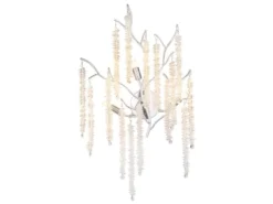 Ausgefallene Wandleuchte LAVERNE Silber Chrom mit Kristall, Höhe 60cm