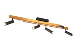 Ausziehbarer LED Deckenstrahler ZENO mit 4 Spots Schwarz Gold max. Breite 133cm