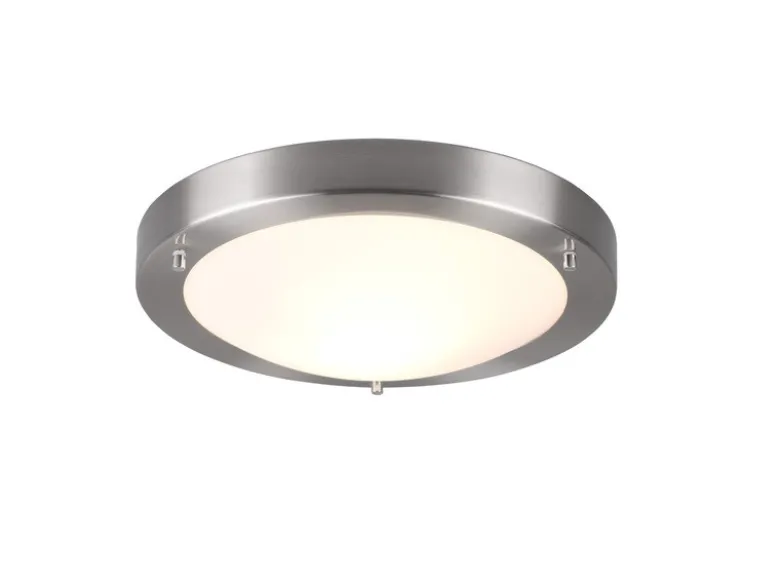 Bad Deckenleuchte CONDUS in Silber mit Glas Opal Weiß Ø 31,5cm - Badlampen