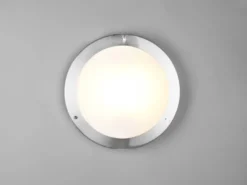 Bad Deckenleuchte CONDUS in Silber mit Glas Opal Weiß Ø 31,5cm - Badlampen