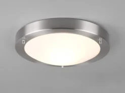 Bad Deckenleuchte CONDUS in Silber mit Glas Opal Weiß Ø 31,5cm - Badlampen