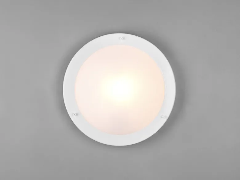 Bad Deckenleuchte CONDUS in Weiß mit Glas Opal Weiß Ø 31,5cm - Badlampen