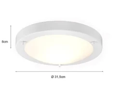 Bad Deckenleuchte CONDUS in Weiß mit Glas Opal Weiß Ø 31,5cm - Badlampen
