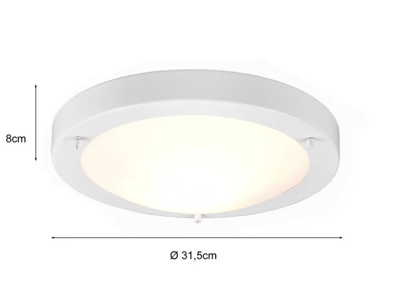 Bad Deckenleuchte CONDUS in Weiß mit Glas Opal Weiß Ø 31,5cm - Badlampen