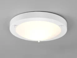 Bad Deckenleuchte CONDUS in Weiß mit Glas Opal Weiß Ø 31,5cm - Badlampen