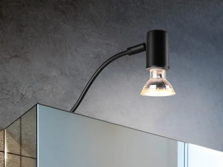 Badezimmerlampe GIADA in Schwarz für Spiegelschrank mit schwenkbarem Spot