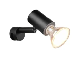 Bad Spiegelleuchte LORENZO Spot Metall Schwarz zum Klemmen max. 5mm