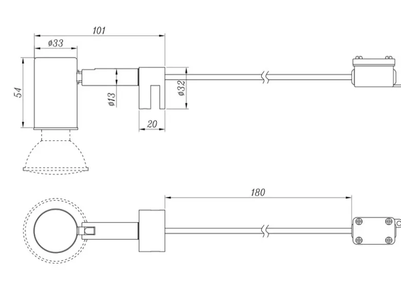 Bad Spiegelleuchte LORENZO Spot Metall Schwarz zum Klemmen max. 5mm