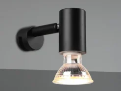 Bad Spiegelleuchte Spot Metall Schwarz zum Klemmen max. 5mm, inkl. GU10 LED