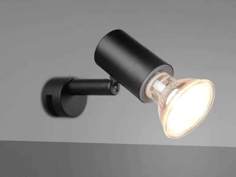 Bad Spiegelleuchte Spot Metall Schwarz zum Klemmen max. 5mm, inkl. GU10 LED