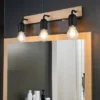 Bad Wandleuchte ARTURO mit Holz und Schalter, 3-flammig Breite 45cm