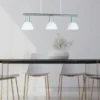Balken Pendelleuchte DALLAS 3-flammig Glasschirme Weiß, Breite 61cm