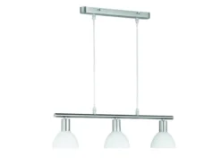 Balken Pendelleuchte DALLAS 3-flammig Glasschirme Weiß, Breite 61cm