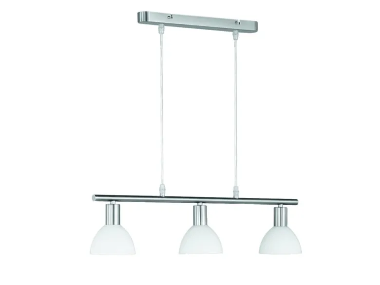 Balken Pendelleuchte DALLAS 3-flammig Glasschirme Weiß, Breite 61cm
